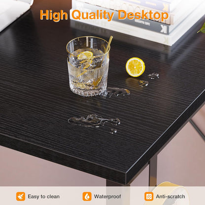 Computer Desk Large Office Desk, 55 Inch Gaming Desk with Storage, Modern PC Desk Work Table with Headphone Hook for Home Office, Black