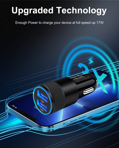 Car Charger, [2Pack/3.4A] Fast Charge Dual Port USB Cargador Carro Lighter Adapter for Iphone 15 14 13 12 11 Pro Max X XR XS 8 plus 16, Ipad, Samsung Galaxy S23 S22 S21 S10 plus S7 J7 S10E S9 Note 8
