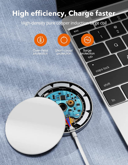 Magnetic Wireless Charger, Wireless Charging Pad Compatible with Magsafe Charger for Iphone 14/14 Pro/14 Plus/14 Pro Max/Iphone 13/13 Mini/13 Pro/13 Pro Max,Airpods,Mag Charger-Sliver
